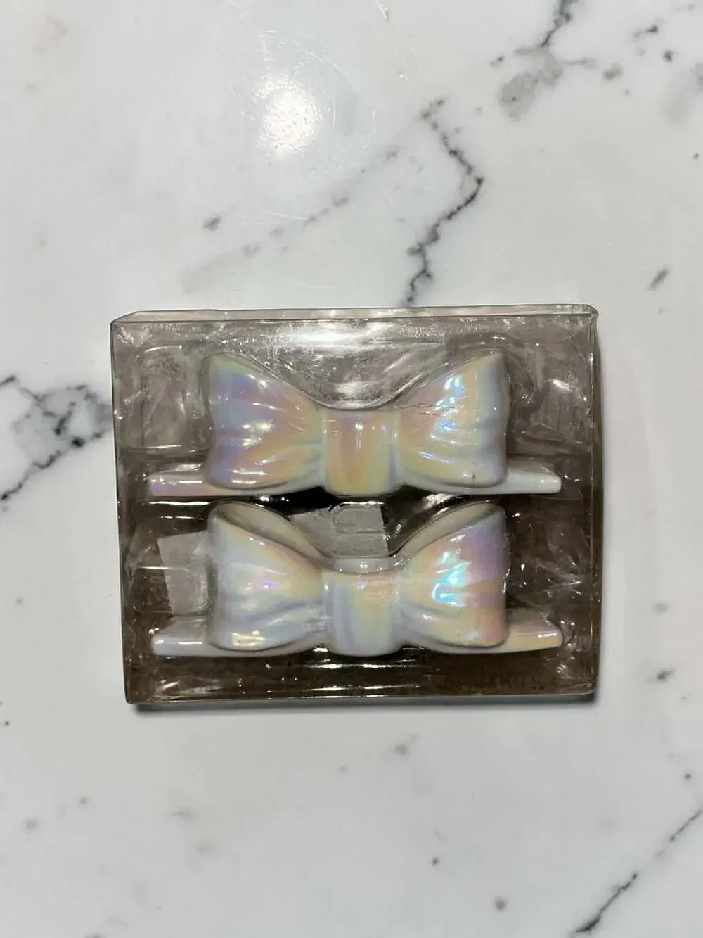 Target Bullseye's Playground 2-Pack Iridescent Ceramic Bow Taper Candle Holders